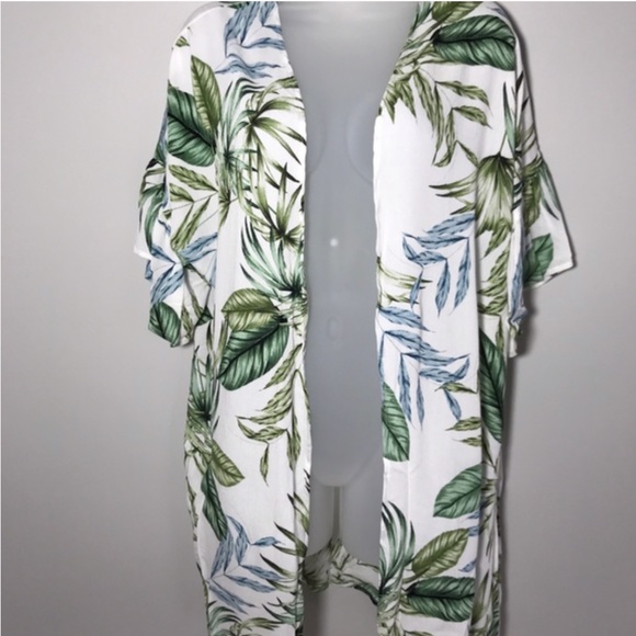 Kimono beach cover up leaf print - Picture 3 of 5
